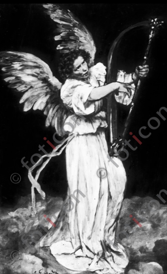 Musizierender Engel | Angel playing - Foto simon-134-016-sw.jpg | foticon.de - Bilddatenbank für Motive aus Geschichte und Kultur